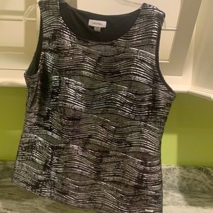 Calvin Klein silver and black lined top
